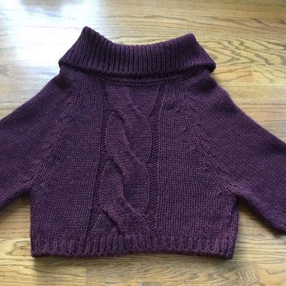 Skovhuus Virgin Wool Alpaca Blend Knit Cropped Burgundy Danish Elegant Sweater - Picture 3 of 7